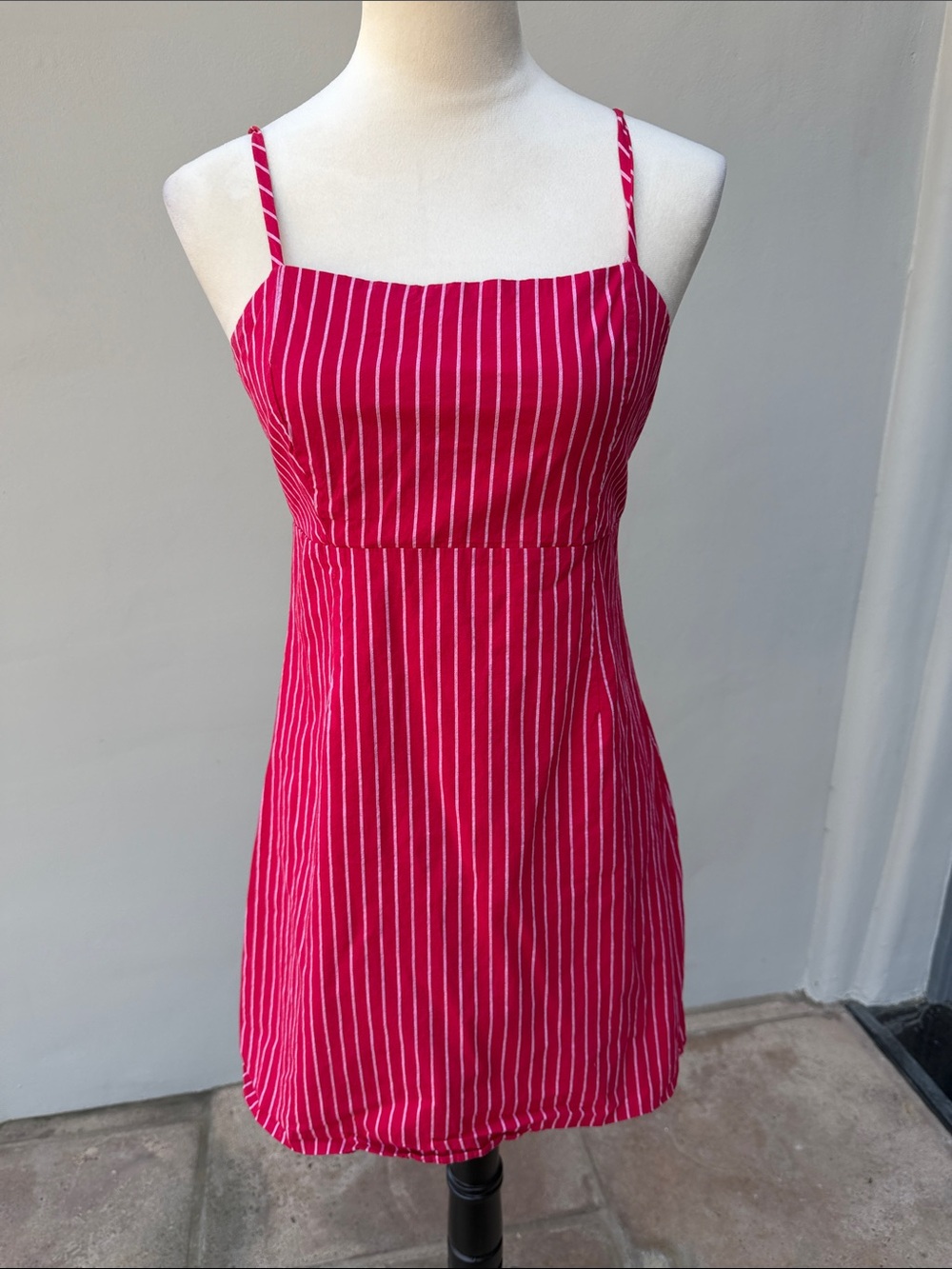 KENDALL & KYLIE Red & White Striped Mini Cotton Dress Juniors Size M